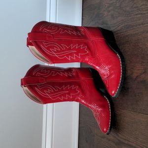 Old West Red Boots with White Stitching